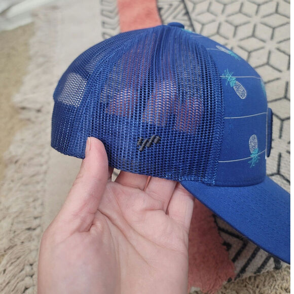 Travis Mathew Big Bend Royal Blue Mesh Pineapple Print Adjustable Hat - Picture 5 of 10